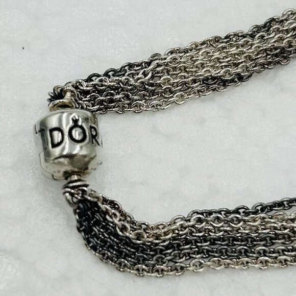 Estate Pandora Sterling Silver Multi-Strand One Clip Station Bracelet 7" Vintage - Picture 5 of 5